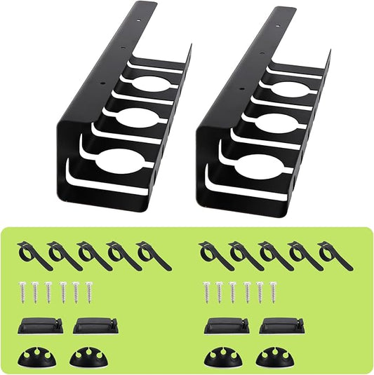 Metal Cable Management Under Desk 2 Pack for Office and Home, Cable Hider, Cord Organizer,Screw Installation Cord Organizer for Desk, with Various Accessories (Black 2 Pack)