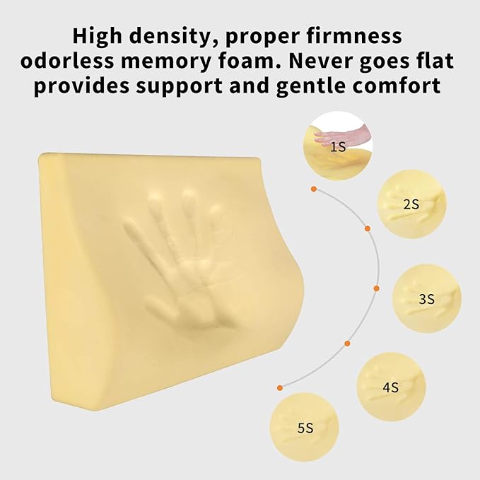 Memory Foam Lumbar Support Pillow for Car - Lower Back Support Cushion for Driving, Back Pain Relief for Car Seat, Office Chair, Wheelchair (Black)