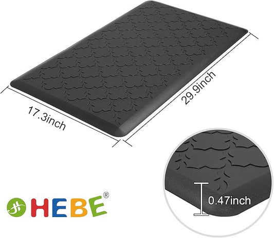 HEBE Anti Fatigue Comfort Mats for Kitchen Standing Desk Thick Cushioned Floor Mat Waterproof Rug Runner Heavy Duty Pad,17.3''x28'', Black