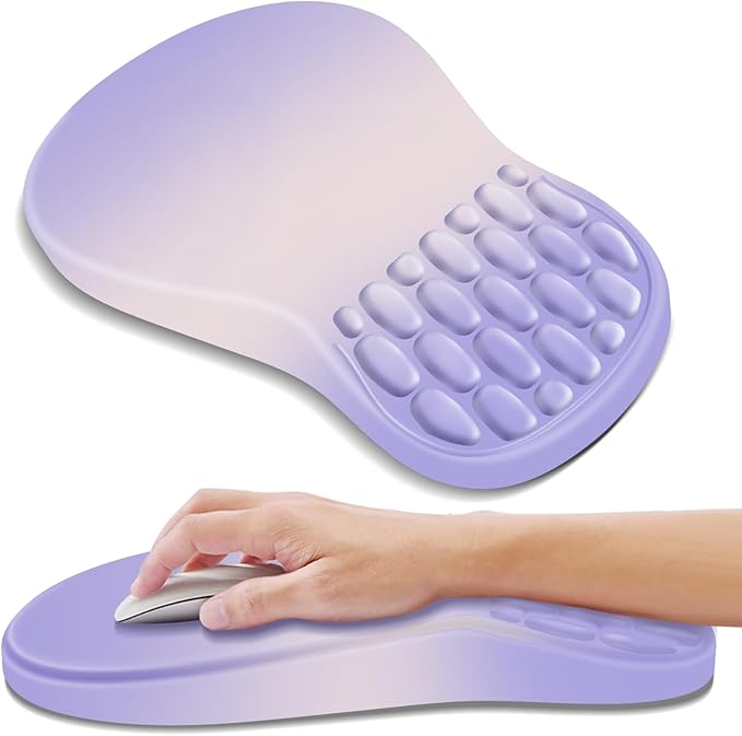 Ergonomic Mouse Pad with Wrist Rest Support, Mousepad with Comfortable Memory Foam Wrist Rest and Non-Slip PU Base for Pain Relief, Computer, Laptop, Office, Home (Gradient Purple)
