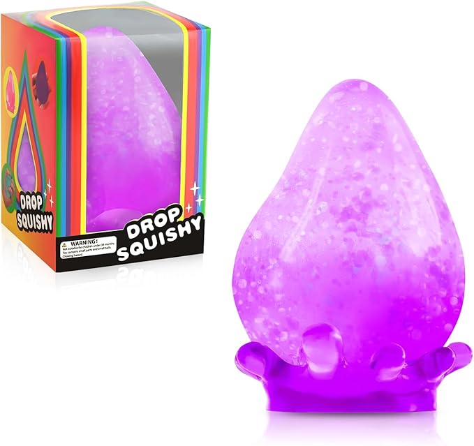 Fidget Toys Stress Cube, Cube Squishies Anxiety Stress Relief, Ice Squishy Stress Cube-Drop Malt Sugar Balls, Sensory Toys for Kids with Autism, Fidgets for Classroom Prize Toys (1pack Purple)