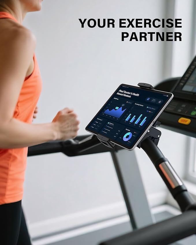 A2C Universal Tablet Mount for Peloton Bike - Adjustable Clamp Handlebar iPad Holder Fit Treadmill, Exercise Bike, Spin Bike, Stroller (0.5-1.65" Tube), Compatible for 4.7-13" Phones & Tablets