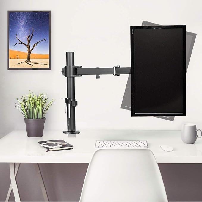 Suptek Single LED LCD Monitor Desk Mount Heavy Duty Fully Adjustable Monitor Stand for 1 / One Screen up to 27 inch