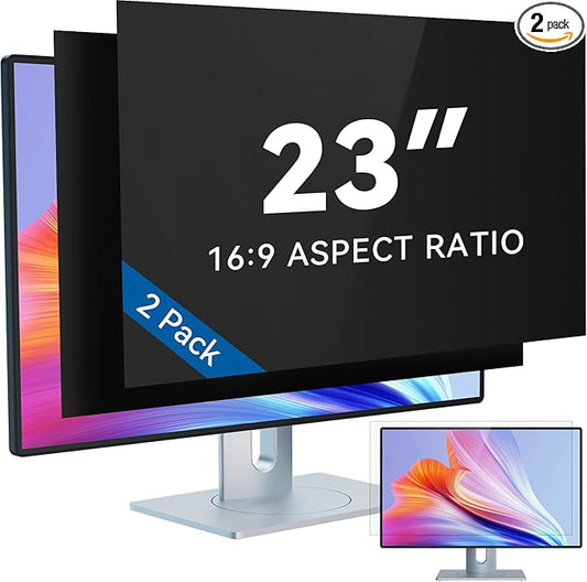 IPROKKO [2-Pack] 23 Inch Computer Privacy Screen Filter for 16:9 Widescreen Monitor, Removable 23in Anti Blue Light Glare Privacy Shield, Anti Spy Security Protector for Hp Dell Asus Acer Samsung