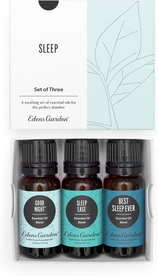 Edens Garden Sleep Essential Oils 3 Set 100% Pure Therapeutic Grade Blends for Restful Nights: Good Night & Best Sleep Ever Use with Diffusers, Humidifiers & Skin, 10 ml/ 3 Pack