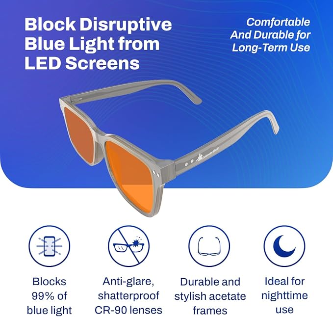 DefenderShield Signature Blue Light Blocking Glasses for Computer, Mobile, Gaming, Sleep - Anti Eyestrain, Headache