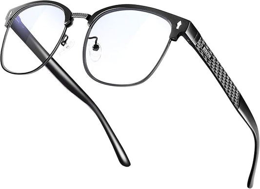 BIRCEN Blue Light Blocking Glasses: Al-Mg Metal Bluelight Computer Clear Glasses for Men Women Anti Eyestrain Office Home