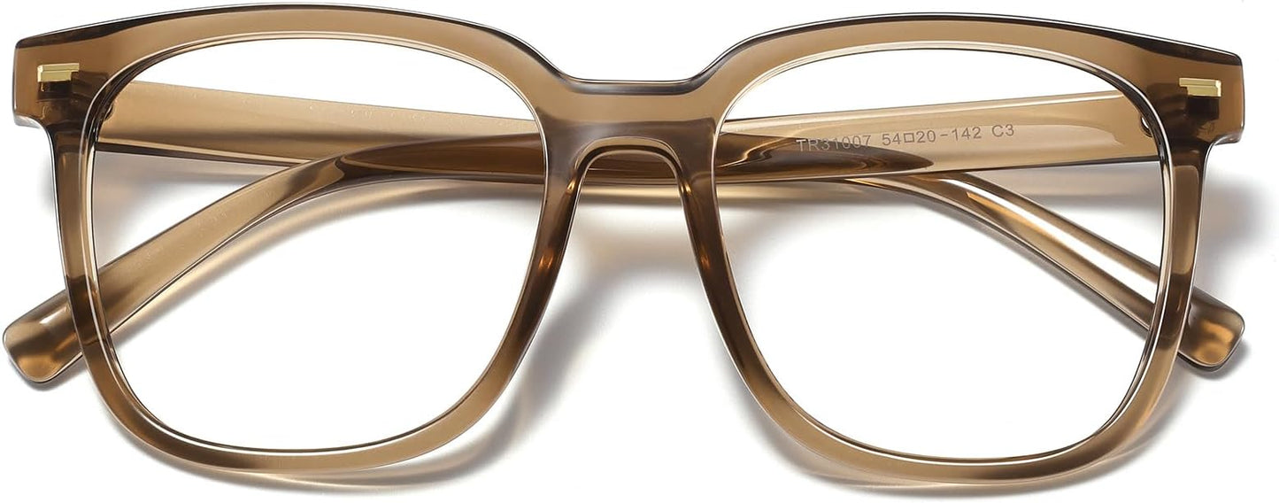 PANNER Oversized Square Blue Light Blocking Glasses for Women Men Anti Glare Reduce Eyestrain Computer Glasses