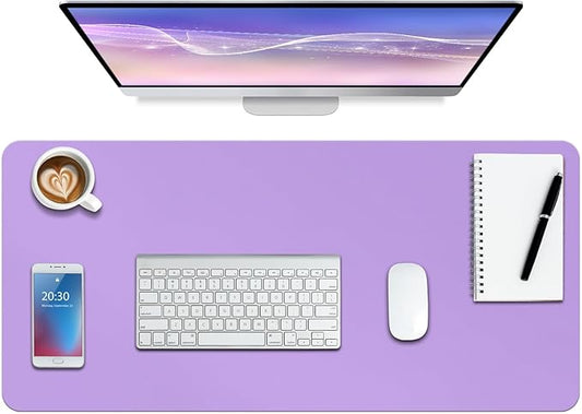 Boutilon Leather Desk Pad Protector,Non-Slip Mouse Pad,Laptop Desk Pad,Office Mouse Mat,Waterproof Leather Desk Blotter,Desk Writing Pad for Office and Home (XL-Purple,35.4"x 15.7")