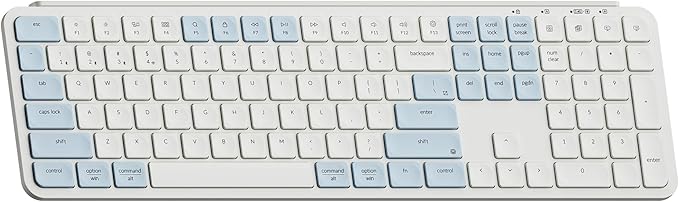 Keychron B6 Pro Ultra-Thin Wireless Keyboard, Full-Size ZMK with Numeric Keypad Quiet Typing, 2.4 GHz/Bluetooth 5.2/Wired Connection Long Battery Life, Compatible with Mac Windows Linux - Retro Blue