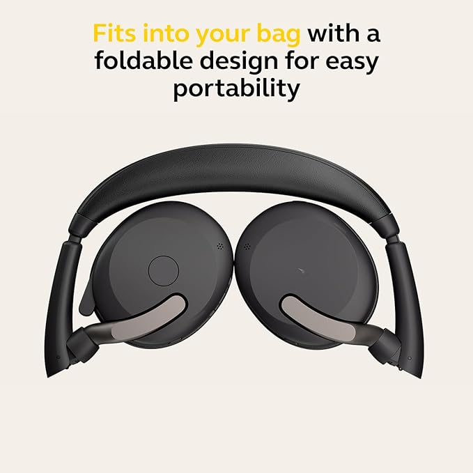 Jabra Evolve2 65 Flex Wireless Stereo Headset - Bluetooth, Noise-Cancelling ClearVoice Technology & Hybrid ANC - Works with All Leading UC Platforms Such As Zoom & Google Meet - Black