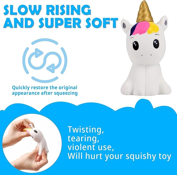 Anboor 4.9 Inches Squishies Unicorn Galaxy Kawaii Soft Slow Rising Scented Animal Squishies Stress Relief Kids Toys (Galaxy + White)