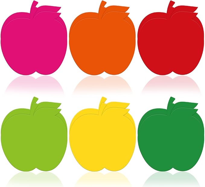 24 Pack Back to School Sticky Notes 6 Colors 3 x 3 Inch Apples Sticky Notepads Colorful Sticky Memo Pads for School Classroom Party Decor Supplies, 480 Sheets