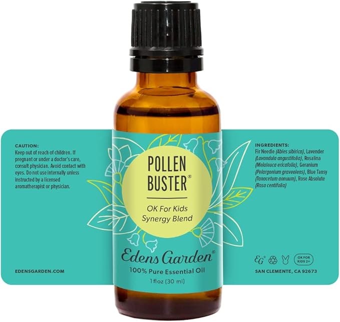 Edens Garden Pollen Buster Essential Oil Blend- 100% Pure Premium Grade, Undiluted, Natural, Therapeutic, Aromatherapy, The Best for Skin, Humidifiers, Kid Safe 30 ml (1 fl oz)