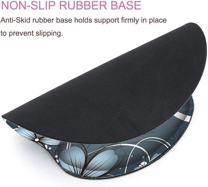 RICHEN Ergonomic Mouse Pad with Wrist Support,Non-Slip Rubber Base for Computer Laptop & Mac,Lightweight Rest for Home,Office & Travel (Blue Flowers)