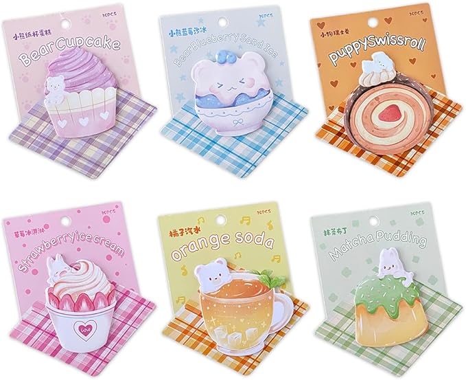 6 Dessert Designs Sticky Notes, Add Sweet Touch to Notes/Reminders, Charming