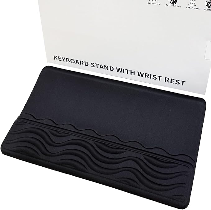 Keyboard Wrist Rest, Mouse Pad Set with Ergonomic Tilted, Memory Foam Pad for Pain Relief, Wrist Rest for Computer Keyboard, Comfortable Typing Support for Office, Home & School, Black