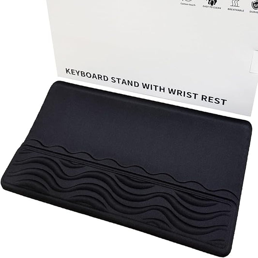 Keyboard Wrist Rest, Mouse Pad Set with Ergonomic Tilted, Memory Foam Pad for Pain Relief, Wrist Rest for Computer Keyboard, Comfortable Typing Support for Office, Home & School, Black