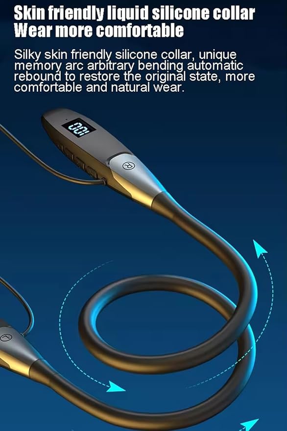 Neckband Bluetooth Headphones ，60H Music Time Wireless Stereo Neckband Earbuds with Bluetooth 5.3 LED Digital Display ENC Call Noise Cancellation Silicone Collar in Ear Headset for Sports/Workout
