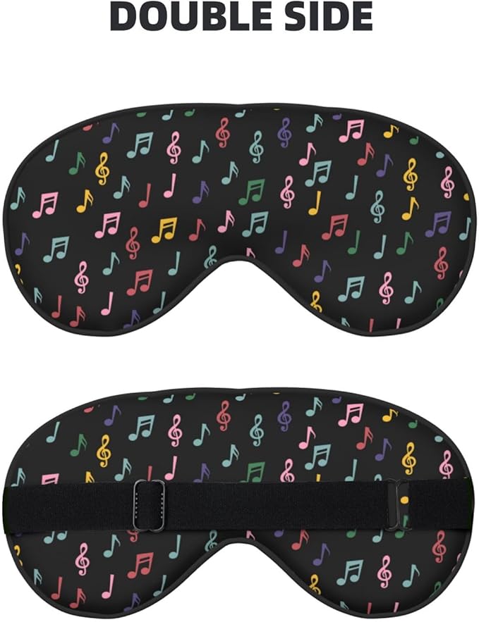Sleep Eye Mask Colorful Music Notes Sleep Mask for Women Men Comfortable Eye Mask with Adjustable Strap Soft Eye Cover Blindfold for Travel Yoga Nap Shift Work