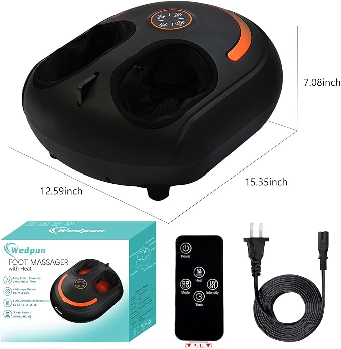 Foot Massager with Heat Shiatsu Foot Massager with Remote Deep Kneading Relief for Tired Electric Feet Massage Machine for Home and Office Gifts for Mom Dad Black