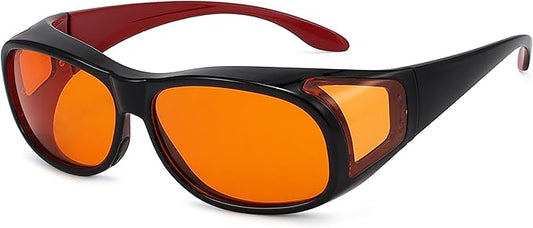 Eyekepper 100% Blue Light Reduction,Fitover Anti-Blue Blocking Computer Glasses with Extra Amber Lens