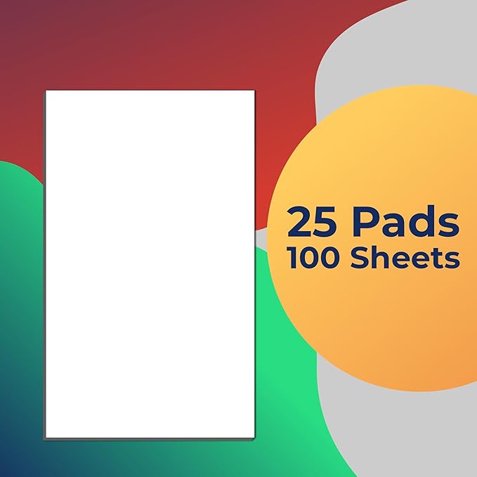 DEBRADALE DESIGNS 3x5 Inch Unlined Blank Memo Pads Bulk Pack - 25 White Note Pads, 100 Sheets Each, Pocket Size, Made in USA, Glued Short Edge Scratch Pads