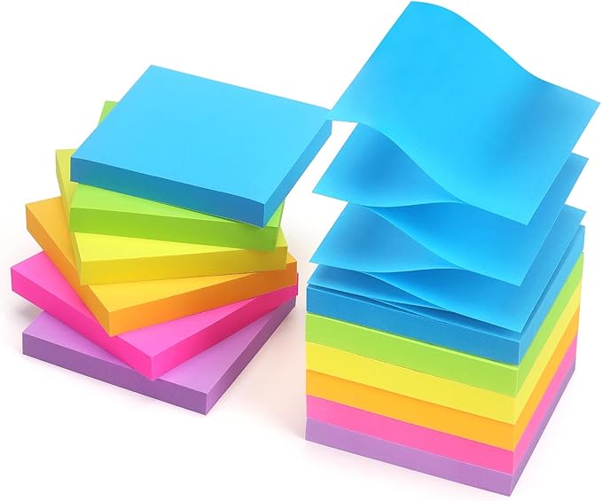 Early Buy Pop Up Sticky Notes 3x3 Refills Self-Stick Notes 12 Pads, 6 Bright Colors, 100 Sheets/Pad