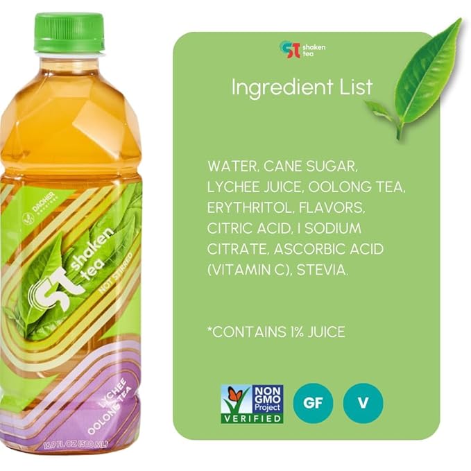 Shaken Lychee Oolong Tea – Real Leaf Brewed Iced Tea, Asian-Inspired Flavor, Non-GMO, 16.9 fl oz Bottles (Pack of 12)