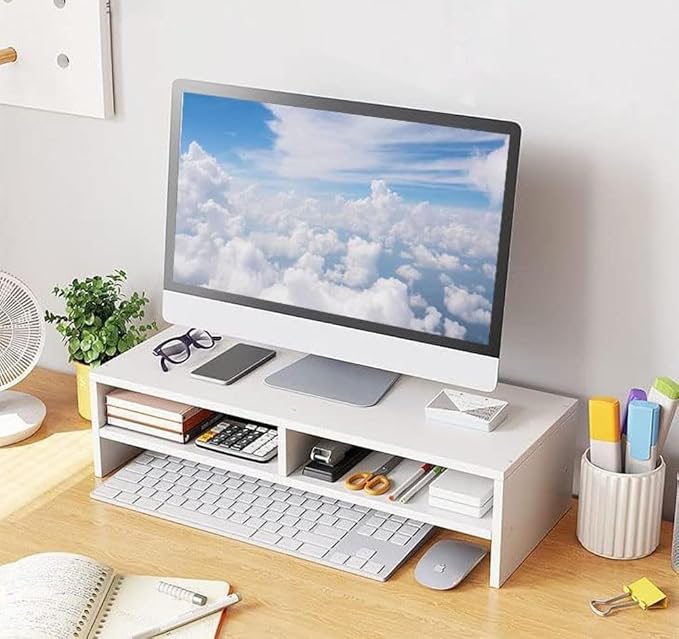 Computer Monitor Stand Riser,Double-layer monitor bracket + 3-layer independent storage rack,Desktop Organizer, Computer Monitor Stand for Screen, Laptop, Printer, Bookshelf for Home & Office.