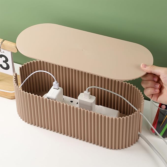 Cable Management Box Large Cable Organizer Box for Power Strips, Surge Protectors, Chargers, Adapters, TV Computer Wires Cable Hider Organizer Box with Cable Ties，Wire Ties - Green