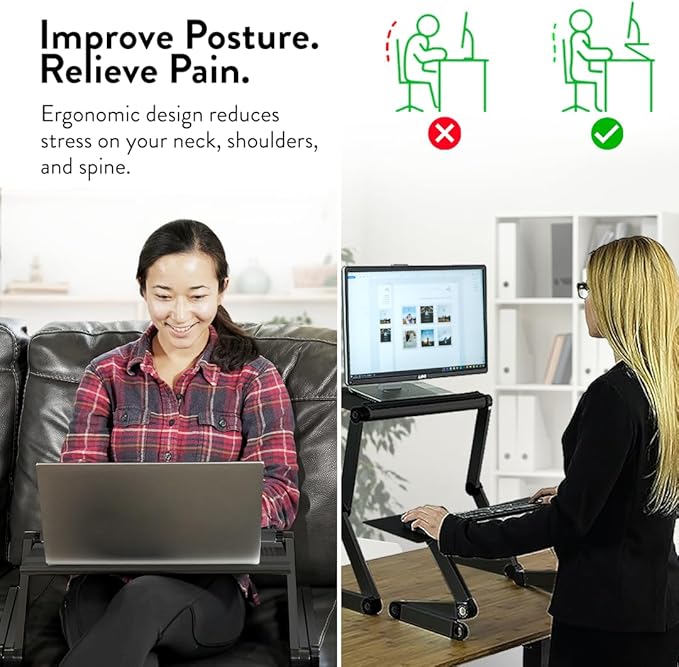 Uncaged Ergonomics Adjustable Book Holder, Tablet & Laptop Stand, Aluminum Portable Reading Stand for Textbooks & Cookbooks, Recipe Holder for Kitchen Counter, Black