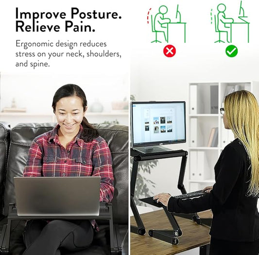 Uncaged Ergonomics Adjustable Book Holder, Tablet & Laptop Stand, Aluminum Portable Reading Stand for Textbooks & Cookbooks, Recipe Holder for Kitchen Counter, Black