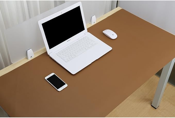 KINGFOM Desk Pad Office Desktop Protecter, PU Leather Desk Mat Blotters Organizer with Comfortable Writing Surface (47.2" x 23.6", Brown)