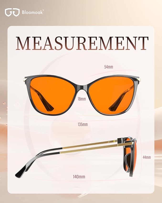 Bloomoak Cat-Eye Blue-Light Glasses | 99% Filter Amber Lens |Oversized frames Make you Look Younger| Sleep & Gaming
