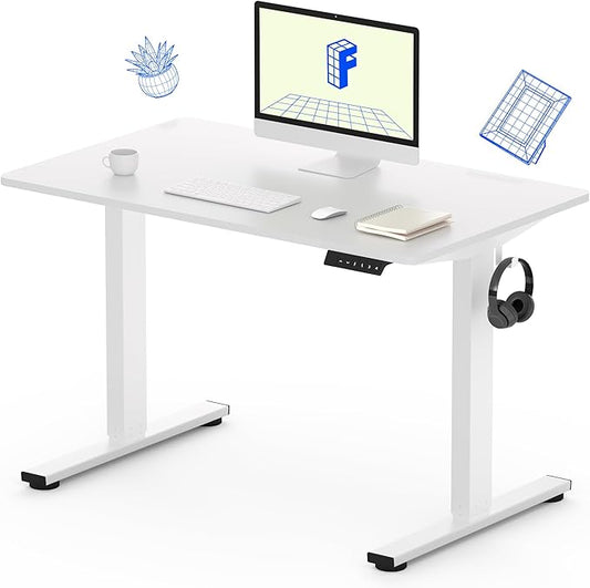 FLEXISPOT Standing Desk with 40 x 24” One-Piece Desktop, Adjustable Height Computer Desk for Home Office (White Frame+ White Top, One Package)