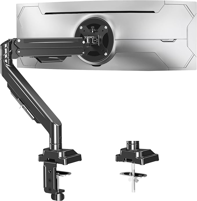 Single Monitor Mount for Max 43", Premium Monitor Arm Hold up 2.2-33lbs Ultrawide Computer Screens, Full Motion Gas Spring Heavy Duty Desk Mount Adjustable VESA Mount 75x75/100x100mm