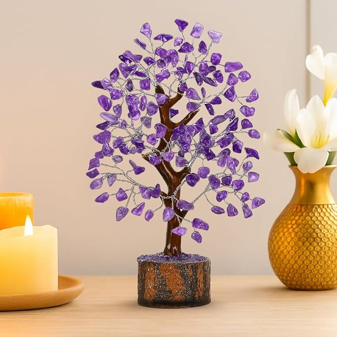 Amethyst Crystal Trees for Home Decor, Office Desk Decoration, Chakra Healing Crystals and Stone for Positive Energy, Money, Good Luck, Tree of Life Spiritual Birthday Gifts for Women and Mom