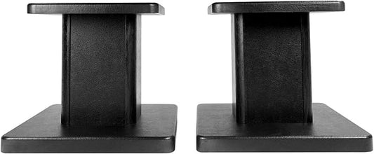 Rockville RHT8G Desktop Speaker Stands, 8-Inch Height, 66 lbs Capacity, Grey, Vibration Isolation Pads, Premium Wood Build, Cable Management, Perfect for Studio Monitors and Bookshelf Speakers