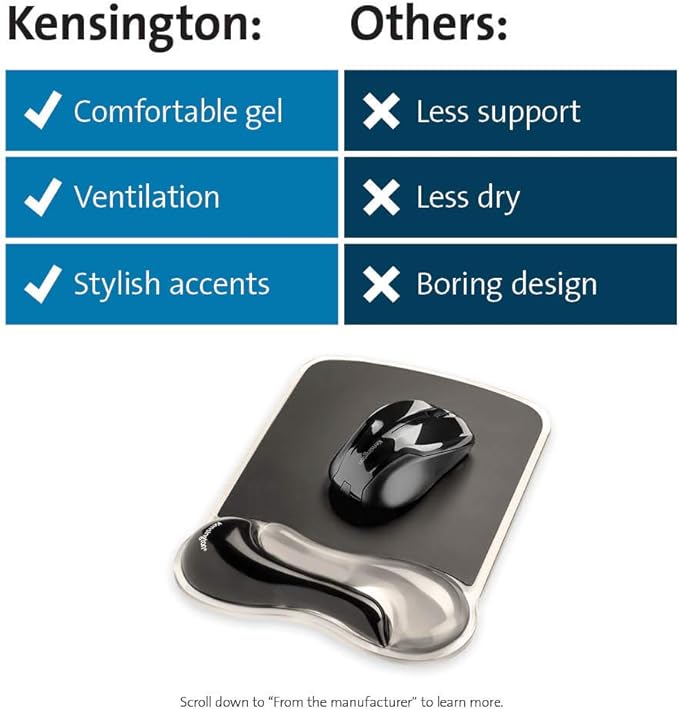 Kensington Duo Gel Mouse Pad with Wrist Rest - Gray (K62399US), Grey