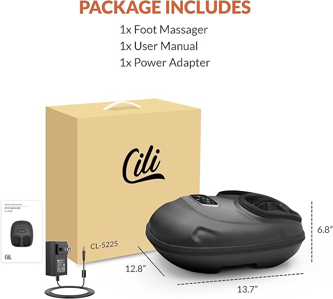 CILI Shiatsu Foot Massager Machine with Heat,Electric Heated Feet Massager for Plantar Fasciitis, 3 Kneading & 3 Compression,Up to Size 13, Gifts for Dad Men