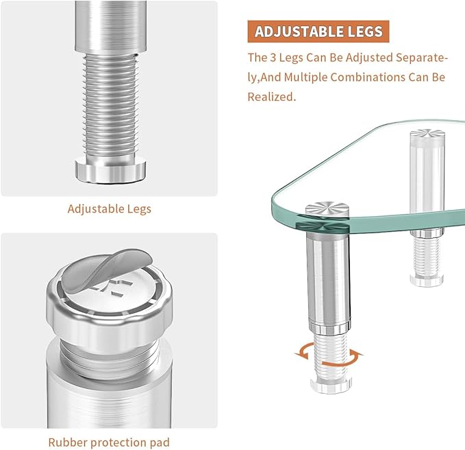 Hemudu Clear Glass Computer Monitor Riser / Triangle Desktop Universal Corner Stand for Computer Monitor & Laptop HD01T-003