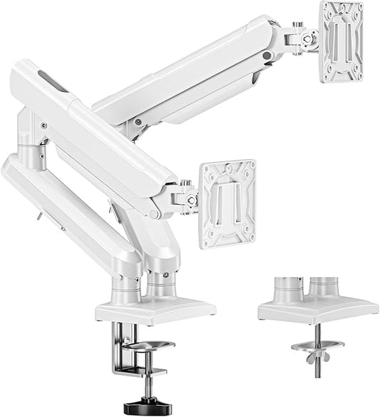 Dual Monitor Arm Fits 17 to 32 Inch Computer Screen, 22lbs per Arm, Full Motion Monitor Desk Mounts for 2 Monitors, Gas Spring Desk Mount, VESA Mount White, Freelift Pro