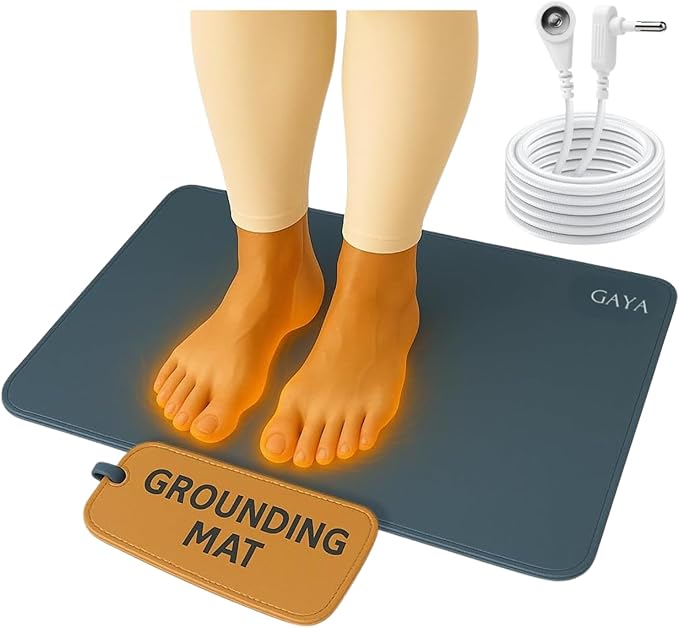 GAYA Grounding Mat for Feet, Sleep Improvement, Back Pain Relief, Muscle Relaxation & Stress, Earthing Pads for Bed, Ground for Desk, Earth Mats, Bedding Pad (24''X16'')
