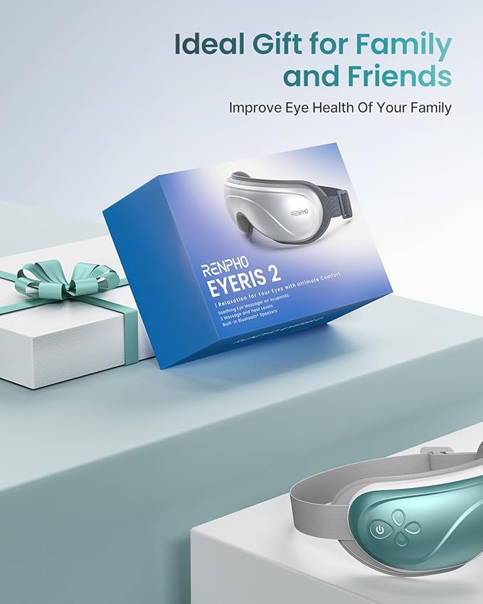 RENPHO Eyeris 2 Eye Massager with Heat, Birthday Gifts for Mom Dad Women Men Face Massager, Heated Eye Mask for Improve Sleep