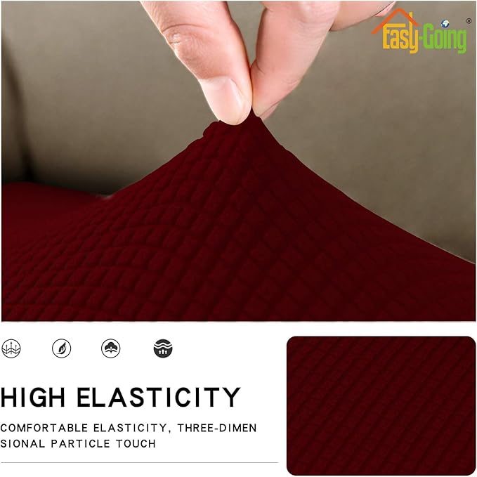 Easy-Going Stretch Loveseat Cushion Cover Sofa Cushion Furniture Protector Sofa Seat Sofa Slipcover Sofa Cover Soft Flexibility with Elastic Bottom(Loveseat Cushion, Wine)