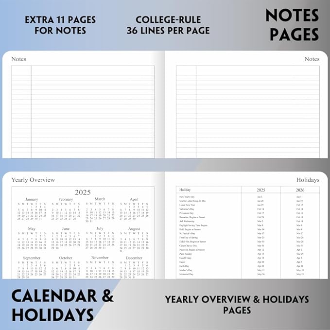 2025-2026 Planner - Weekly and Monthly Planner, Oct 2025 - Dec 2026, Vegan Leather Cover, Elastic Closure, 8.5"x11", Grey