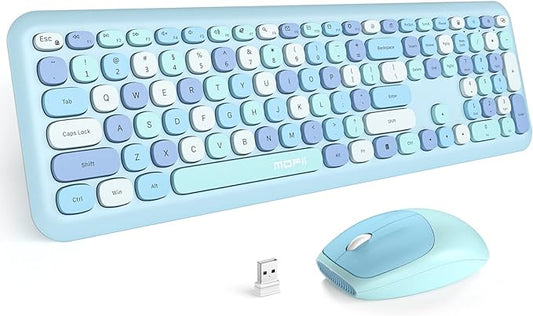 MOFII Wireless Keyboard and Mouse Combo Silent, Slim Compact 2.4G USB Full Size, Cute 110 Keys Keyboard for PC, Notebook, MacBook, Tablet, Laptop, Windows System