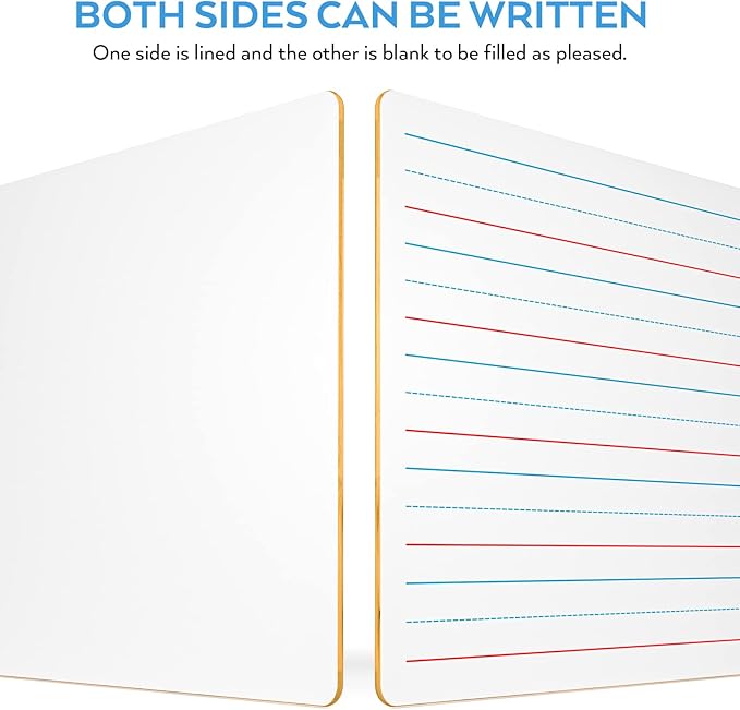 Nicpro Dry Erase Lap Board 12 x 16 inches 2 Pack Ruled Kid Double Sided Blank & Lined Small White Board with 8 Pens, 2 Eraser, Learning Mini Whiteboard Portable for Students Home School Supplies