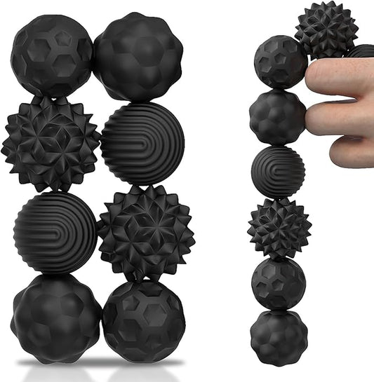 4 Pieces Fidget Toys Adults Magnetic Fidget Balls Silicone Magnetic Fidgets Anxiety Relief Items for Anxiety ADHD Portable Desk Toys for Office Travel Home Party Gift Class Prizes(Black, 4)
